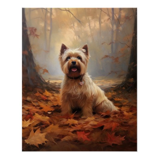 Biewer Terrier im Herbst Leaves Fall Inspiriert Poster (Vorderseite)