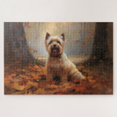 Biewer Terrier im Herbst Leaves Fall Inspiriert Puzzle (Horizontal)
