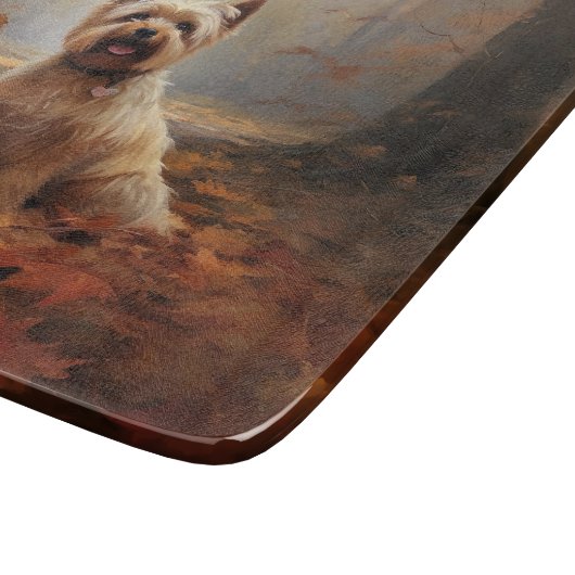 Biewer Terrier im Herbst Leaves Fall Inspiriert Schneidebrett (Ecke)