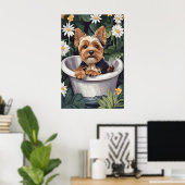 Biewer Terrier In Bathtub Poster, Funny Dog Poster (Heimbüro)