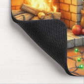Biewer Terrier Kamin mit Weihnachtslichtern Mousepad (Ecke)