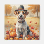 Biewer Terrier lässt im Herbst Erntedank Art Magnet (Vorne)