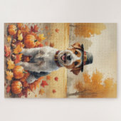 Biewer Terrier lässt im Herbst Erntedank Art Puzzle (Horizontal)