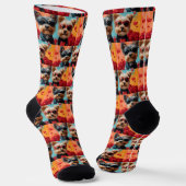 Biewer Terrier mit Herz-Rose Valentinstag Socken (Gewinkelt)