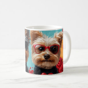 Biewer Terrier mit Herz Rosen Valentinstag Kaffeetasse