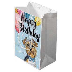 Biewer Terrier mit Luftballons Mittlere Geschenktüte