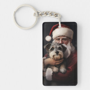 Biewer Terrier mit Santa Claus Festive Weihnachten Schlüsselanhänger