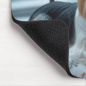 Biewer Terrier mit Weihnachtsbeleuchtung Urlaub Mousepad (Ecke)