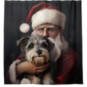 Biewer Terrier mit Weihnachtsfeiern Duschvorhang (Vorderseite)