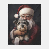 Biewer Terrier mit Weihnachtsfeiern Fleecedecke (Vorderseite)