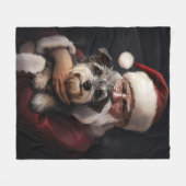 Biewer Terrier mit Weihnachtsfeiern Fleecedecke (Vorderseite (Horizontal))