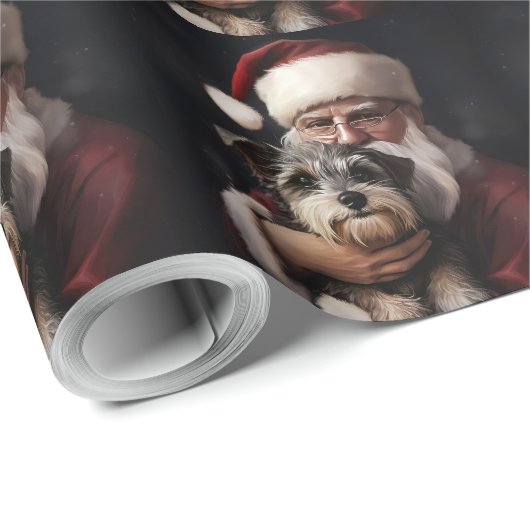 Biewer Terrier mit Weihnachtsfeiern Geschenkpapier (Rolleneckpunkt)