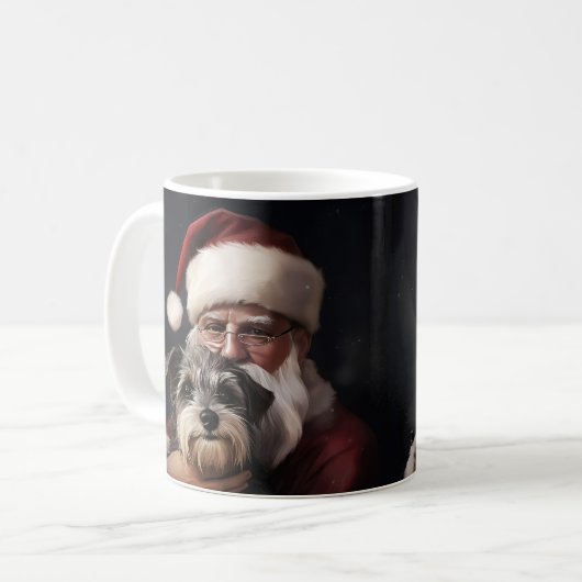 Biewer Terrier mit Weihnachtsfeiern Kaffeetasse (Vorderseite Links)