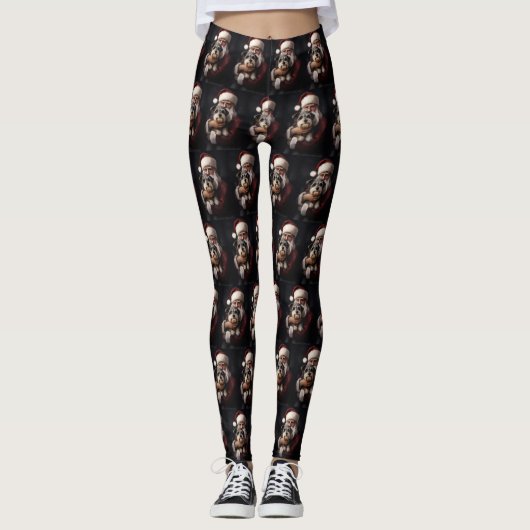 Biewer Terrier mit Weihnachtsfeiern Leggings (Vorderseite)