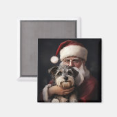 Biewer Terrier mit Weihnachtsfeiern Magnet (Vorderseite/Rückseite)