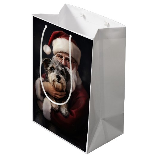 Biewer Terrier mit Weihnachtsfeiern Mittlere Geschenktüte (Rückseite Schrägansicht)