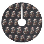 Biewer Terrier mit Weihnachtsfeiern Polyester Weihnachtsbaumdecke (Vorderseite)