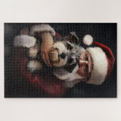 Biewer Terrier mit Weihnachtsfeiern Puzzle (Horizontal)