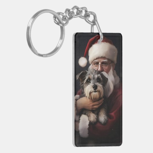 Biewer Terrier mit Weihnachtsfeiern Schlüsselanhänger (Vorderseite links)