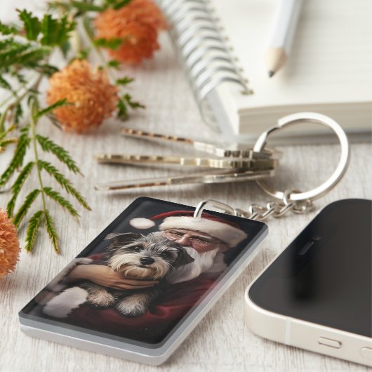Biewer Terrier mit Weihnachtsfeiern Schlüsselanhänger (Vorderseite rechts)