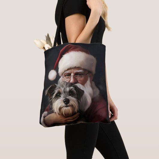 Biewer Terrier mit Weihnachtsfeiern Tasche (Von Nahem)