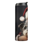 Biewer Terrier mit Weihnachtsfeiern Thermosbecher (Nach links gedreht)