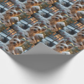 Biewer Terrier mit Weihnachtslichtern Urlaub Geschenkpapier (Ecke)