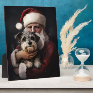 Biewer Terrier mit Weihnachtsmann Festliches Weihn Fotoplatte
