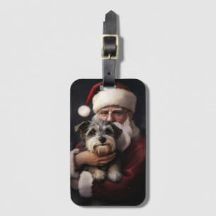 Biewer Terrier mit Weihnachtsmann Festliches Weihn Gepäckanhänger
