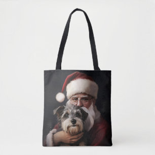 Biewer Terrier mit Weihnachtsmann Festliches Weihn Tasche