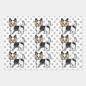 Biewer Terrier Niedlich Cartoon Dog Muster Geschenkpapier Set (Vorderseite)