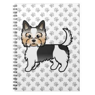 Biewer Terrier Niedlich Cartoon Dog & Paws Notizblock