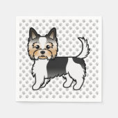 Biewer Terrier Niedlich Cartoon Dog Zeichnend & Pa Serviette (Vorderseite)