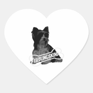 Biewer Terrier Portrait, komisch, klassisch T-Sh Herz-Aufkleber