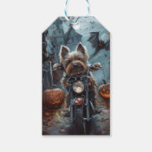Biewer Terrier Riding Motorrad Halloween Beängstig Geschenkanhänger (Vorderseite)
