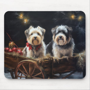 Biewer Terrier Schnee Schlitten Weihnachtsdekorati Mousepad