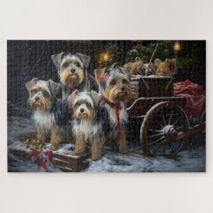 Biewer Terrier Schnee Schlitten Weihnachtsdekorati Puzzle