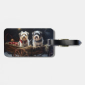 Biewer Terrier Snowy Sleigh Weihnachtsdekor Gepäckanhänger (Rückseite horizontal)