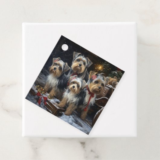 Biewer Terrier Snowy Sleigh Weihnachtsdekor Geschenkanhänger (Beispiel)