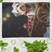 Biewer Terrier Snowy Sleigh Weihnachtsdekor Geschirrtuch (Gefaltet)