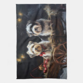 Biewer Terrier Snowy Sleigh Weihnachtsdekor Geschirrtuch (Vertikal)