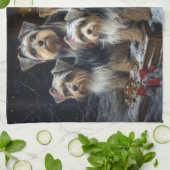 Biewer Terrier Snowy Sleigh Weihnachtsdekor Geschirrtuch (Gefaltet)