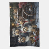Biewer Terrier Snowy Sleigh Weihnachtsdekor Geschirrtuch (Vertikal)