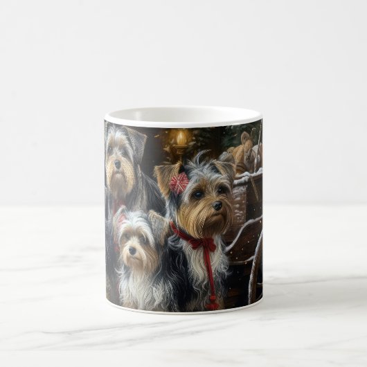 Biewer Terrier Snowy Sleigh Weihnachtsdekor Kaffeetasse (Mittel)