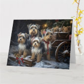 Biewer Terrier Snowy Sleigh Weihnachtsdekor Karte (Gelbe Blume)