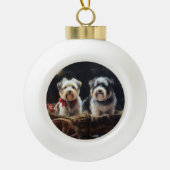 Biewer Terrier Snowy Sleigh Weihnachtsdekor Keramik Kugel-Ornament (Vorderseite)