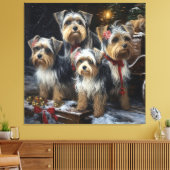 Biewer Terrier Snowy Sleigh Weihnachtsdekor Leinwanddruck (Insitu (Wohnzimmer))