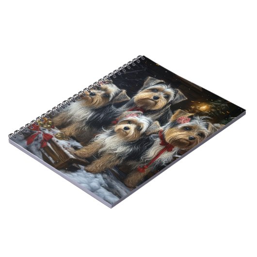 Biewer Terrier Snowy Sleigh Weihnachtsdekor Notizblock (Linke Seite)