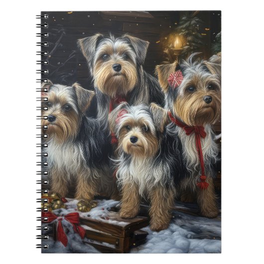 Biewer Terrier Snowy Sleigh Weihnachtsdekor Notizblock (Vorderseite)
