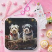 Biewer Terrier Snowy Sleigh Weihnachtsdekor Pappteller (Party)